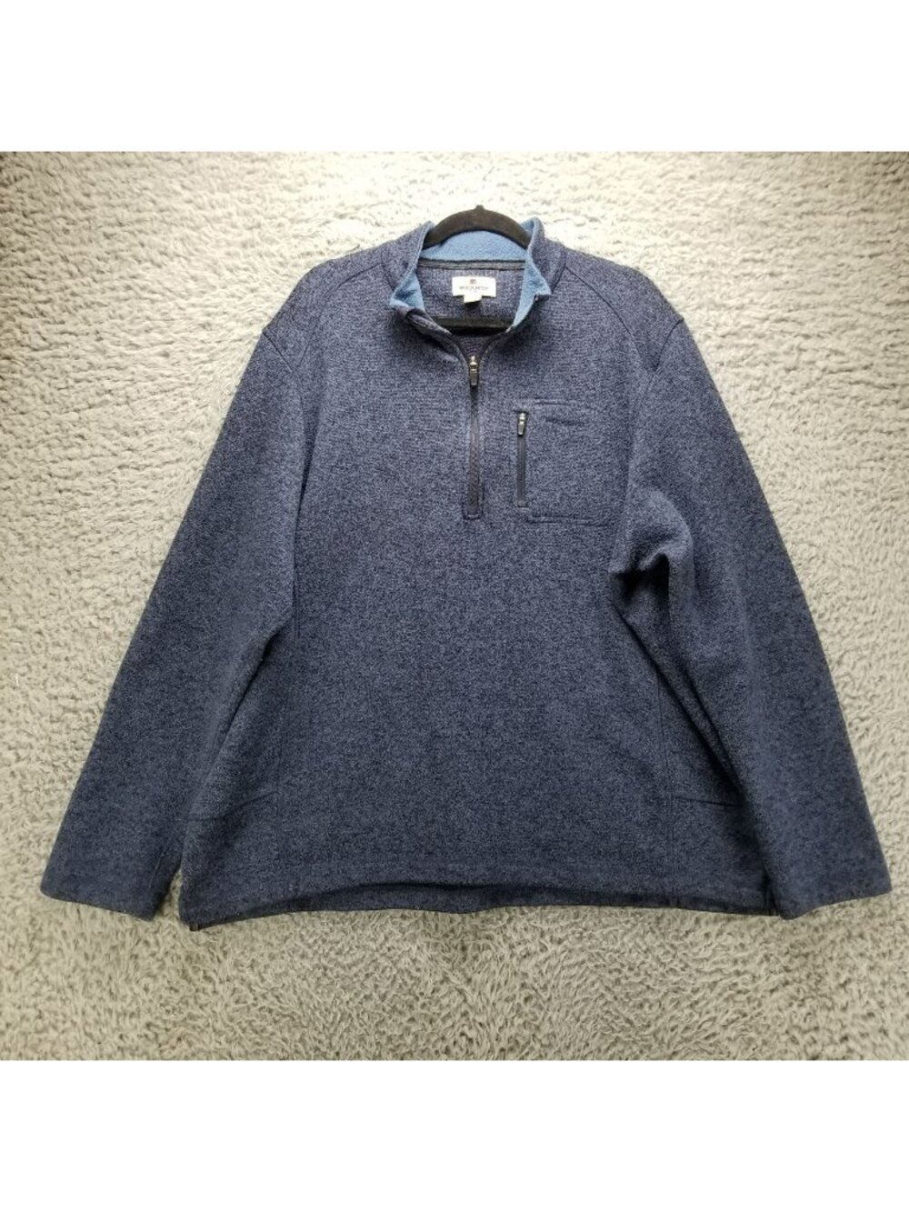 Woolrich Sweater Mens XXL Navy Blue 100% Polyester Knit 1/4 Zip Pullover